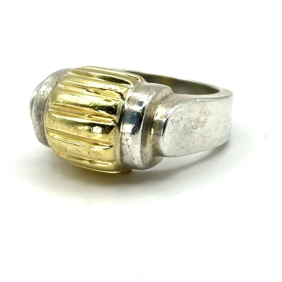 Lagos Vintage Caviar Gold & Silver Fluted Ring Size 7 - Picture 2 of 11